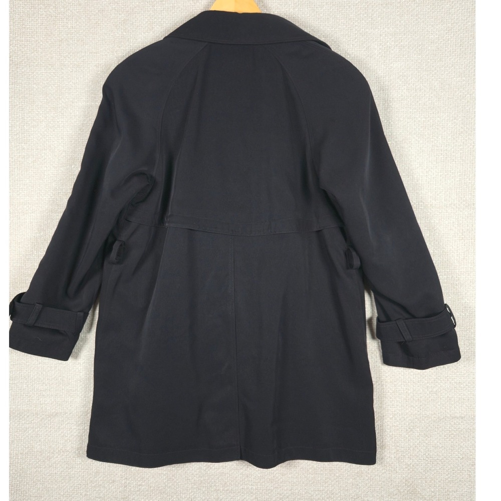 Fleet Street Womens Black Double Breasted Trench Coat Sz 6 *MISSING BELT* - Picture 3 of 10